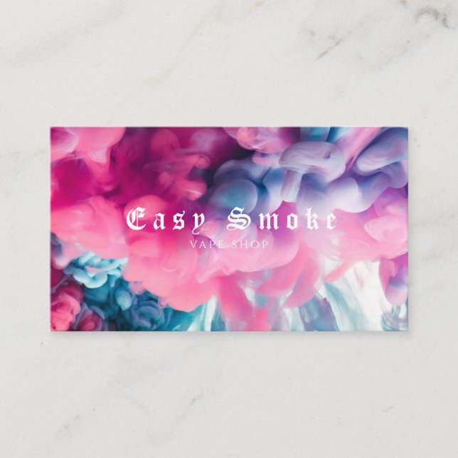 Pink Blue Smoke Vape Shop Business Card (Front)