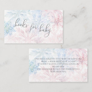 Pink Blue Snowflake Gender Reveal Books for Baby  Enclosure Card