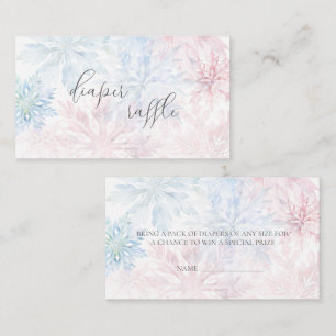 Pink Blue Snowflake Gender Reveal Diaper Raffle Enclosure Card