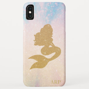 *~* Pink Blue Sparkle Gold Glitter Mermaid Initial iPhone XS Max Case