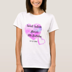 pink blue sparkle heart stars 16 th birthday add   T-Shirt