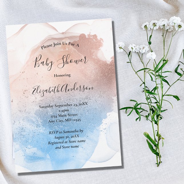 Pink Blue Splash Baby Boy Girl Baby Shower Invitation (Creator Uploaded)