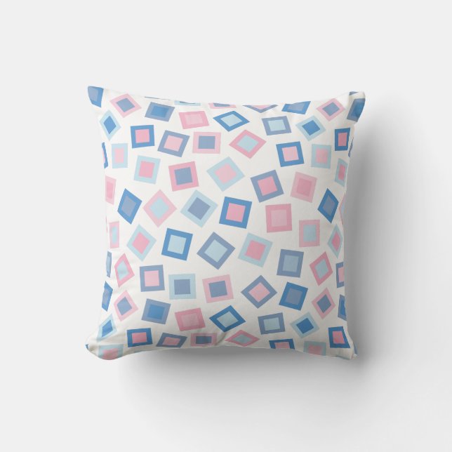 Pink & Blue Squares Cushion (Front)