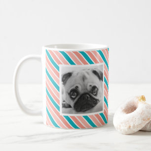 Pink Blue Stripe Pattern Custom Photo Mug