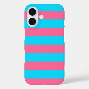 Pink Blue Stripes Pattern iPhone 16 Case
