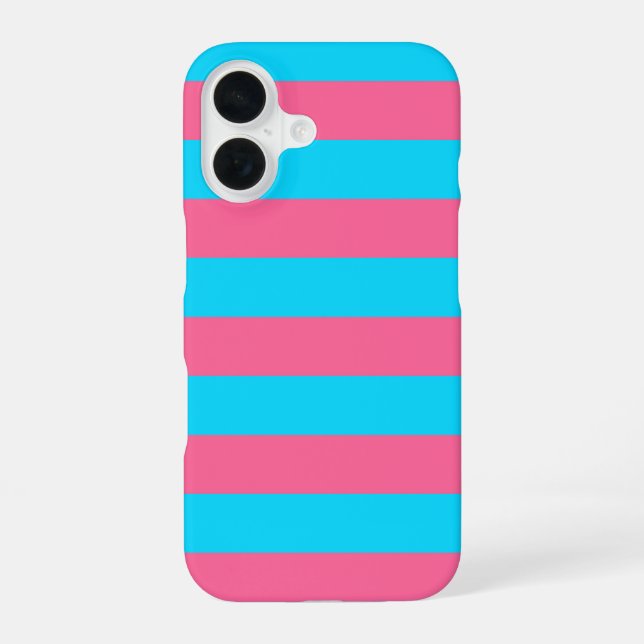 Pink Blue Stripes Pattern  iPhone 16 Case (Back)