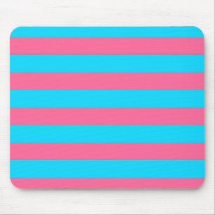 Pink Blue Stripes Pattern Mouse Mat
