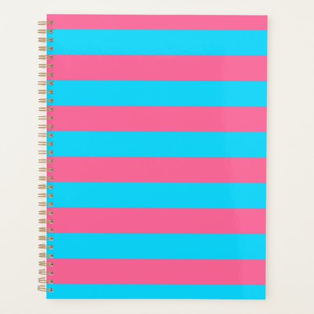 Pink Blue Stripes Pattern  Planner (Front)