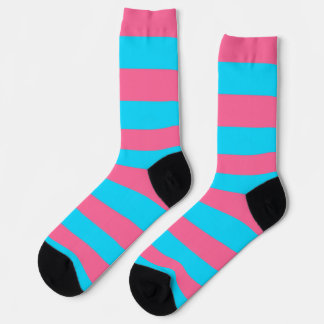 Pink Blue Stripes Pattern  Socks