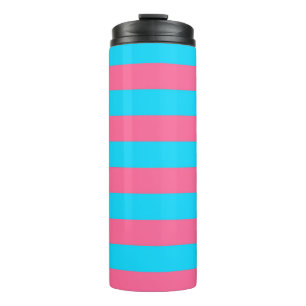 Pink Blue Stripes Pattern  Thermal Tumbler
