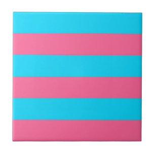 Pink Blue Stripes Pattern Tile