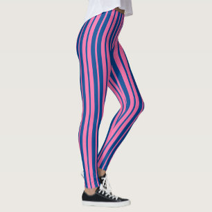 Pink Blue Stylish Stripes Pattern Design Leggings