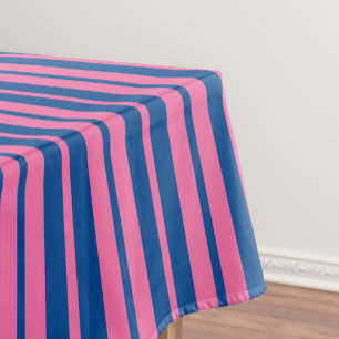 Pink Blue Stylish Stripes Pattern Design Tablecloth