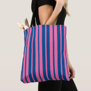 Pink Blue Stylish Stripes Pattern Design  Tote Bag