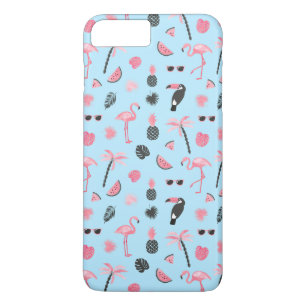 Pink & Blue Summer Tropical Pattern iPhone 8 Plus/7 Plus Case
