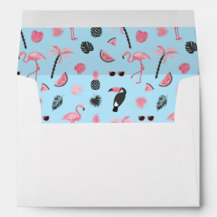 Pink & Blue Summer Tropical Pattern Envelope