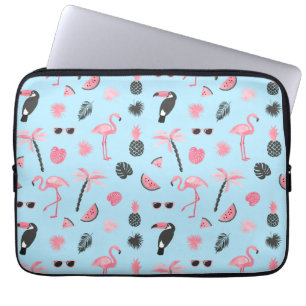 Pink & Blue Summer Tropical Pattern Laptop Sleeve