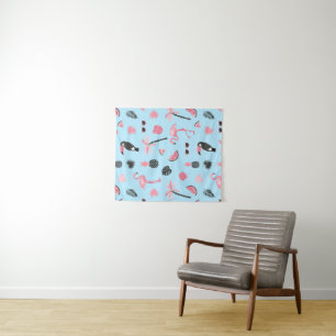 Pink & Blue Summer Tropical Pattern Tapestry
