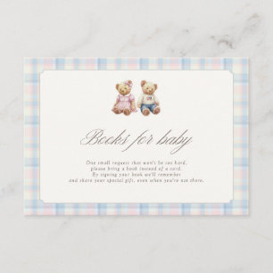 Pink Blue Teddy Bear Books for Baby Card 3.5x5