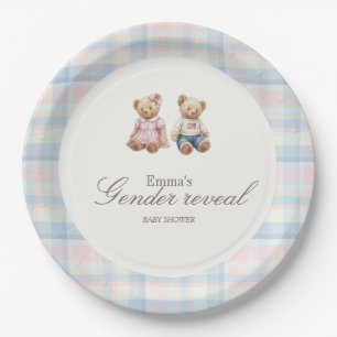 Pink Blue Teddy Bear Paper Plates