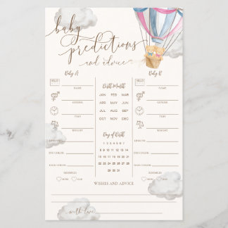 Pink Blue Teddy Bear Twins Baby Predictions Game