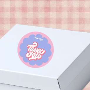 Pink & Blue Thank you feminine business Sticker