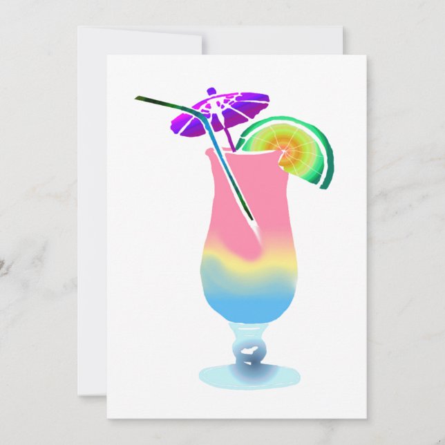 Pink & Blue Tropical Drink Invitation (Front)