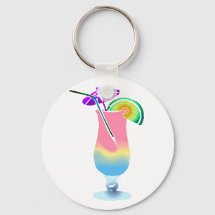 Pink & Blue Tropical Drink Key Ring