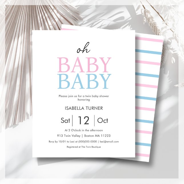 Pink & Blue Twin Baby Shower Budget Invitation (Creator Uploaded)