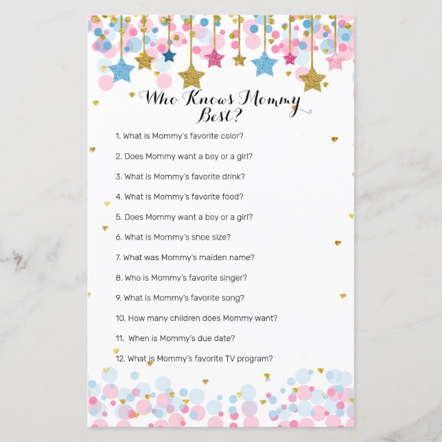 Pink Blue Twinkle Twinkle Who Knows Mummy Best (Front)