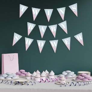 Pink Blue Twins Baby Shower Bunting Flags