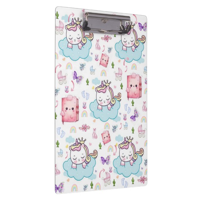 Pink, Blue Unicorn Rainbow Cat Clipboard  (Right)