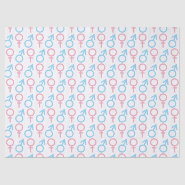 Pink blue unisex pattern gender reveal tissue tissue paper (Front)