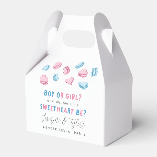 Pink Blue Valentine Hearts Gender Reveal Party  Favour Box (Front Side)