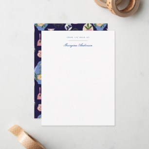 Pink Blue Vintage Vase Personal Stationery Card