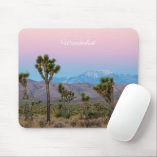 Pink Blue Wanderlust Joshua Tree Desert Sunrise Mouse Mat