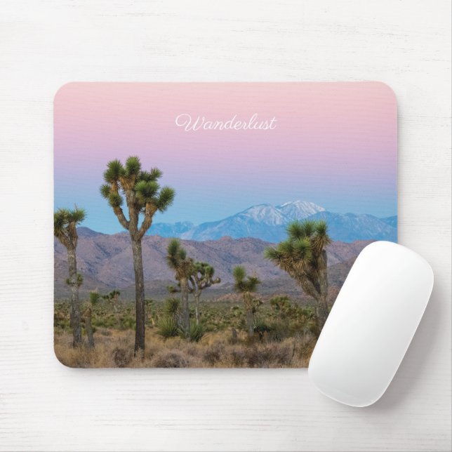 Pink Blue Wanderlust Joshua Tree Desert Sunrise Mouse Mat (With Mouse)