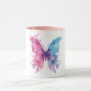 Pink & Blue Watercolor Butterfly T-Shirt – Soft Pa Mug