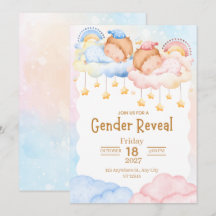 Pink Blue Watercolor Gender Reveal Invitation