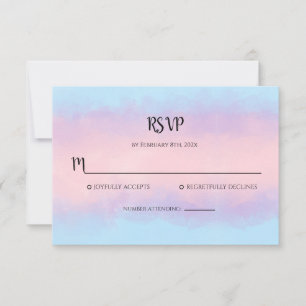 Pink Blue Watercolor Minimal RSVP Card