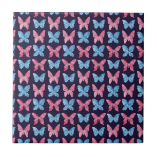 Pink Blue Watercolor Painting Pattern Tile