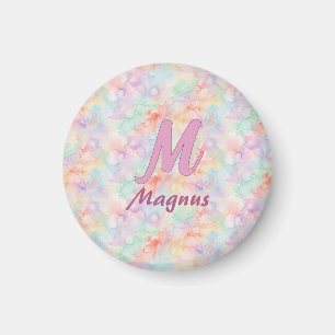 pink blue watercolor pastel monogram name letter c magnet