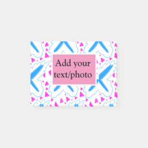 Pink blue watercolor pattern add name text custom post-it notes