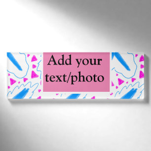 Pink blue watercolor pattern add name text custom tag