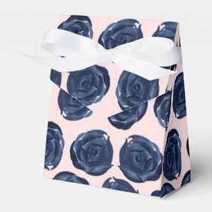 Pink Blue Watercolor Rose Vines Cottage Wedding Favour Box