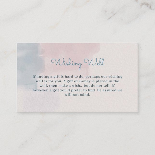 Pink Blue Watercolor Wishing Well Enclosure Card (Front)