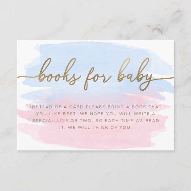 Pink Blue Watercolour Books Request Insert Card (Front)