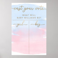 Pink Blue Watercolour Gender Reveal Voting