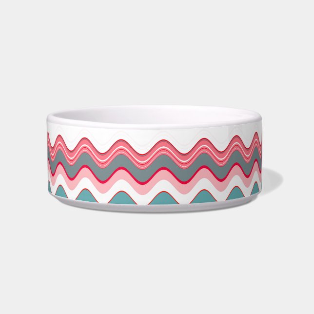 Pink Blue Wavy Zigzag Pattern Bowl (Front)