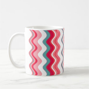 Pink Blue Wavy Zigzag Pattern Coffee Mug
